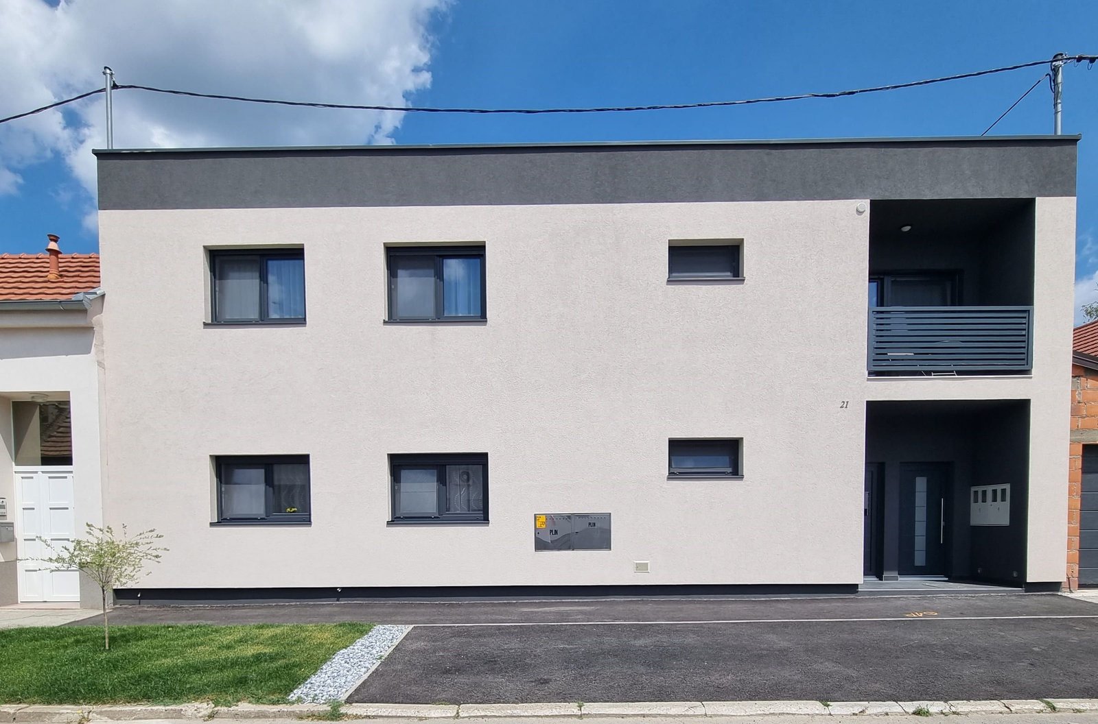 The newly built house containing the Sunrise and Sunset apartments